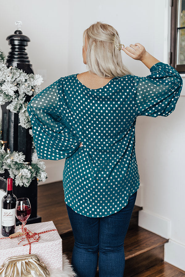 Style A La Mode Polka Dot Shift Top in Hunter Green Curves Image - 5