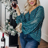Style A La Mode Polka Dot Shift Top in Hunter Green Curves Image - 1