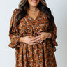 Downtown Dallas Floral Dress in Dark Camel Curves Image - 1