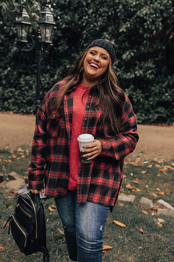 Pouring Cider Flannel Top In Red Curves