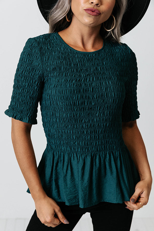 Fine And Divine Smocked Top In Hunter Green Image - 4