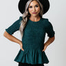 Fine And Divine Smocked Top In Hunter Green Image - 1