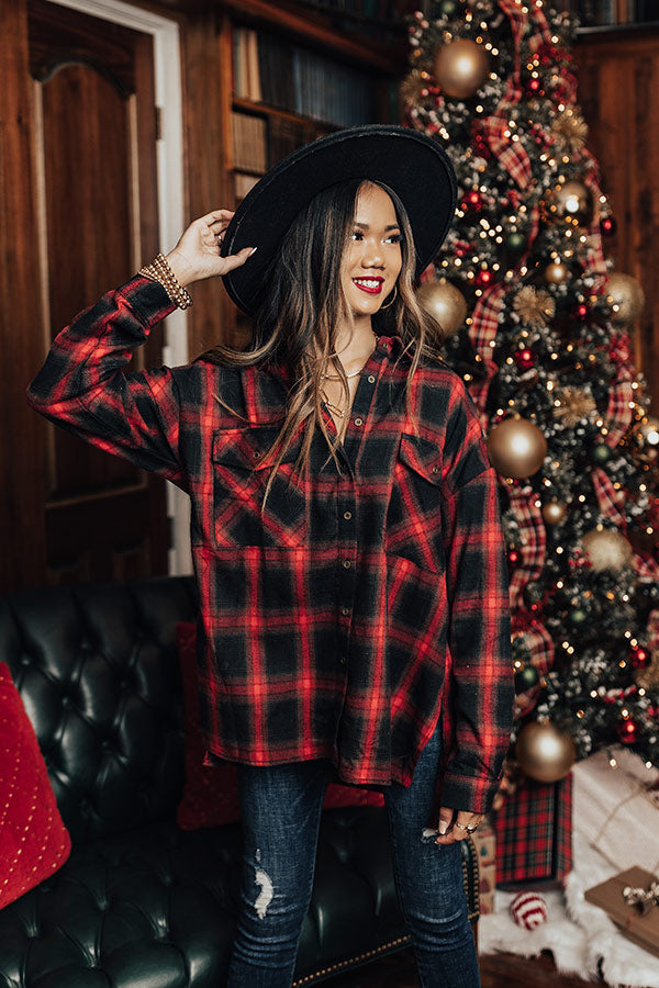 Pouring Cider Flannel Top In Red