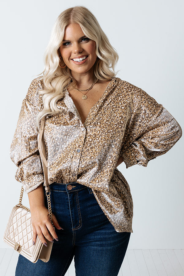 Dancing In the Street Leopard Top In Khaki Curves Image - 1