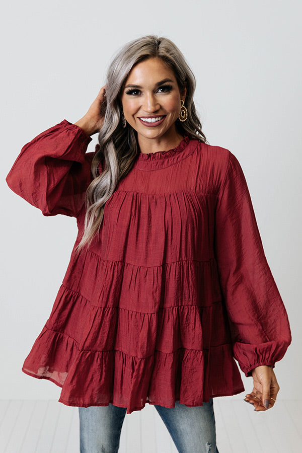 Lovely Rose Shift Top In Wine Image - 3