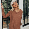 Good Attitude Waffle Knit Top In Mocha Image - 1