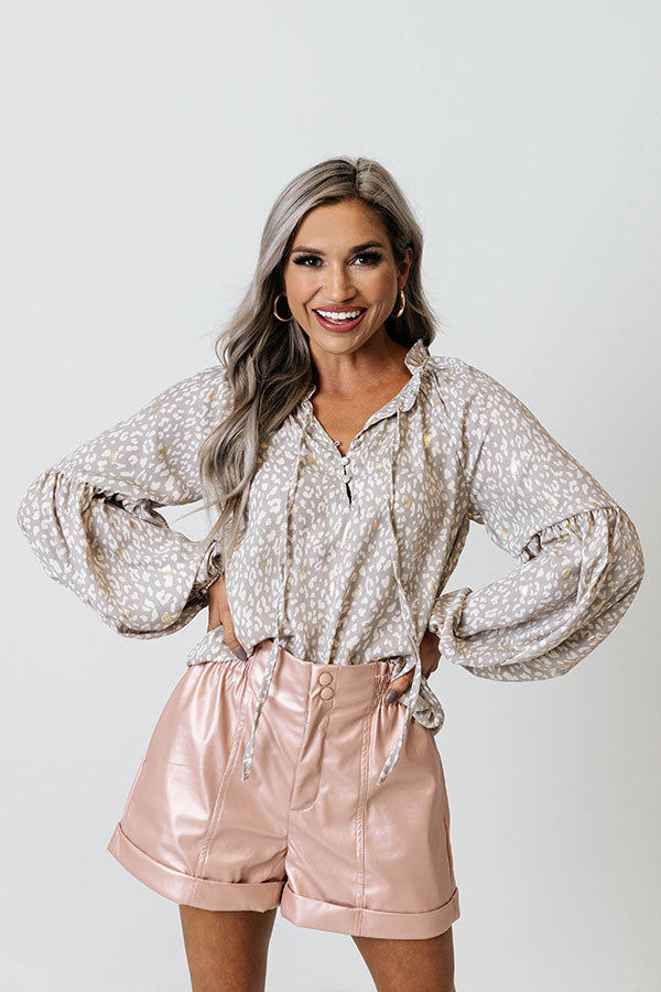 In The Now Leopard Top In Light Grey Image - 3