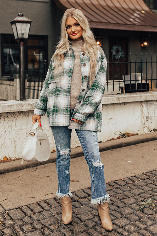 Together Again Plaid Jacket In Green