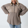 Fantastic Flurries Waffle Knit Top In Taupe Curves Image - 1