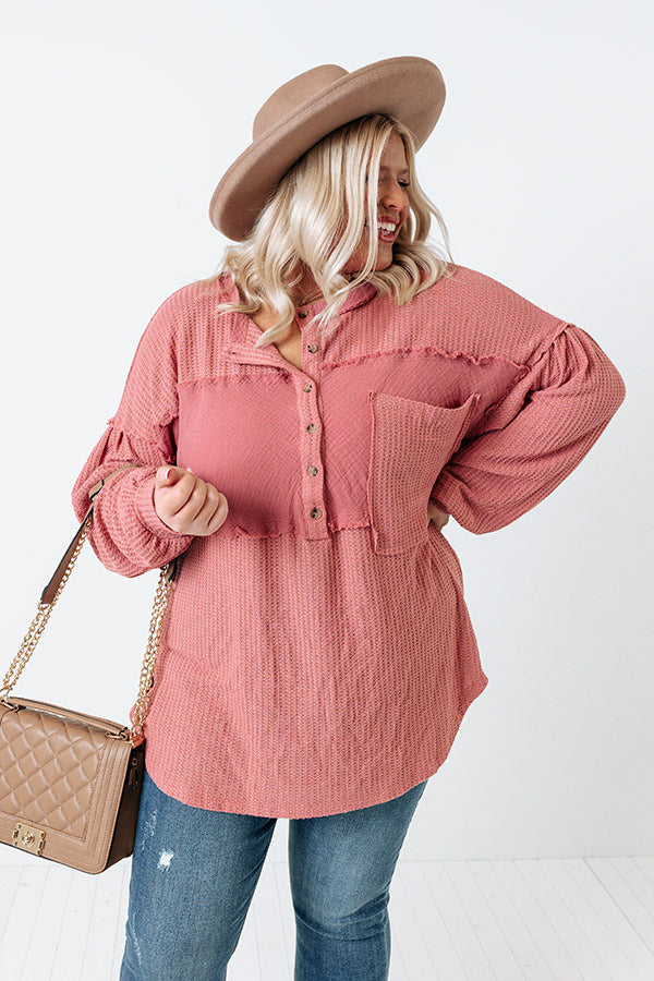 Fantastic Flurries Waffle Knit Top In Blush Curves Image - 1