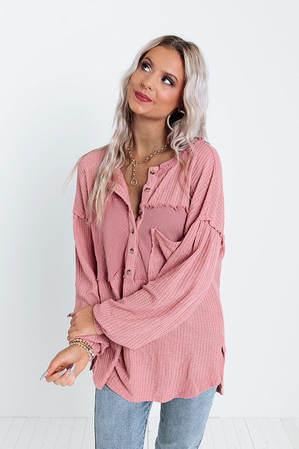 Fantastic Flurries Waffle Knit Top In Blush Image - 1