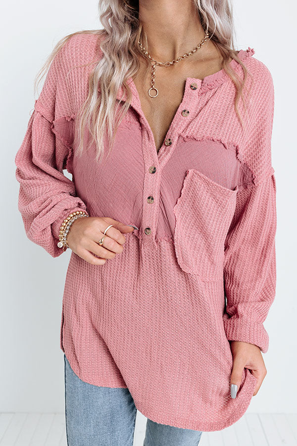Fantastic Flurries Waffle Knit Top In Blush Image - 2