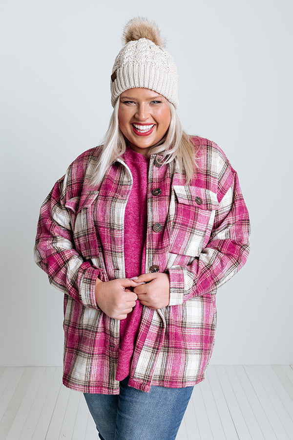 Together Again Plaid Jacket In Fuchsia Curves