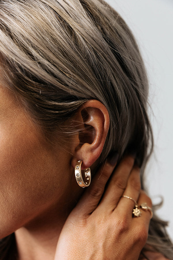 Sophia Rhinestone-Studded Hoop Earrings Image - 2