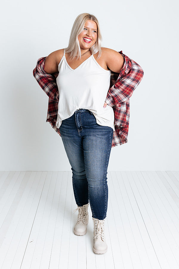 Kisses On The Coast Shift Tank In Light Birch Curves