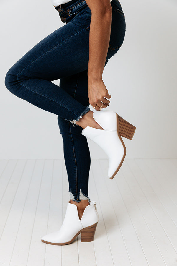 The Lundy Faux Leather Bootie In White