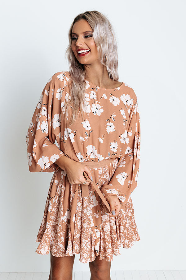 You Are Invited Floral Dress In Iced Mocha Image - 5