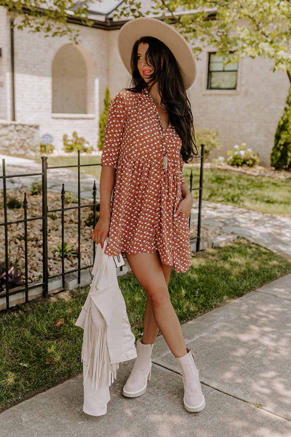 Cherry Mood Tunic Dress In Camel