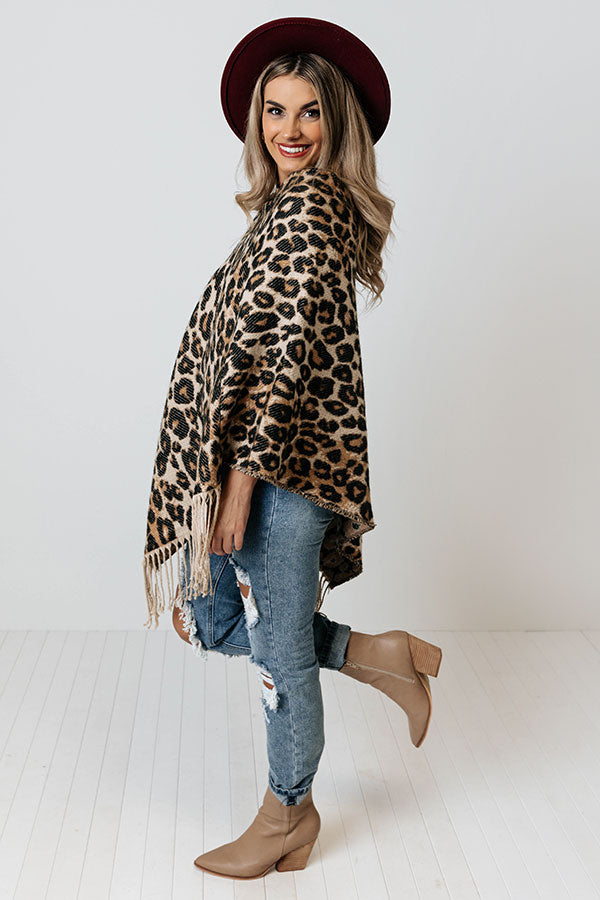 Cozy Drop Leopard Poncho Image - 5