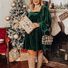 Cranberry Spritz Velvet Babydoll Dress in Hunter Green Curves Image - 1