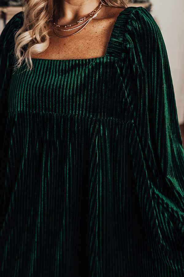 Cranberry Spritz Velvet Babydoll Dress in Hunter Green Curves Image - 5
