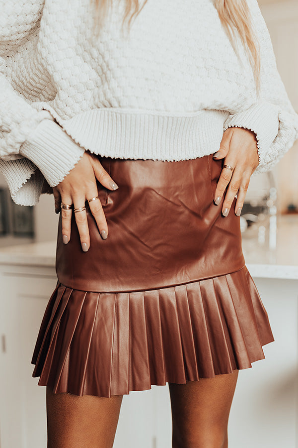 The Gianna Faux Leather Skirt In Cinnamon