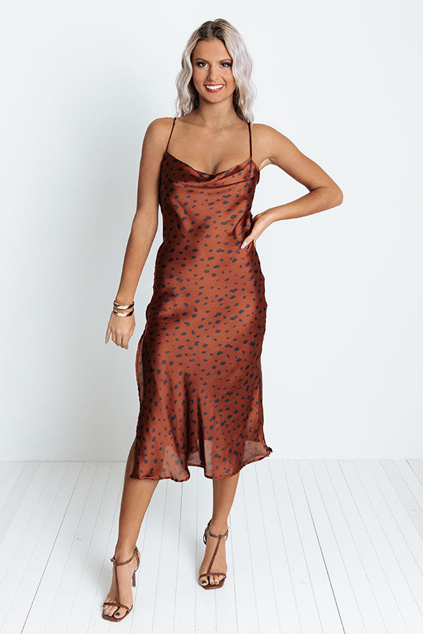 Love In The Air Satin Midi In Rust Image - 1