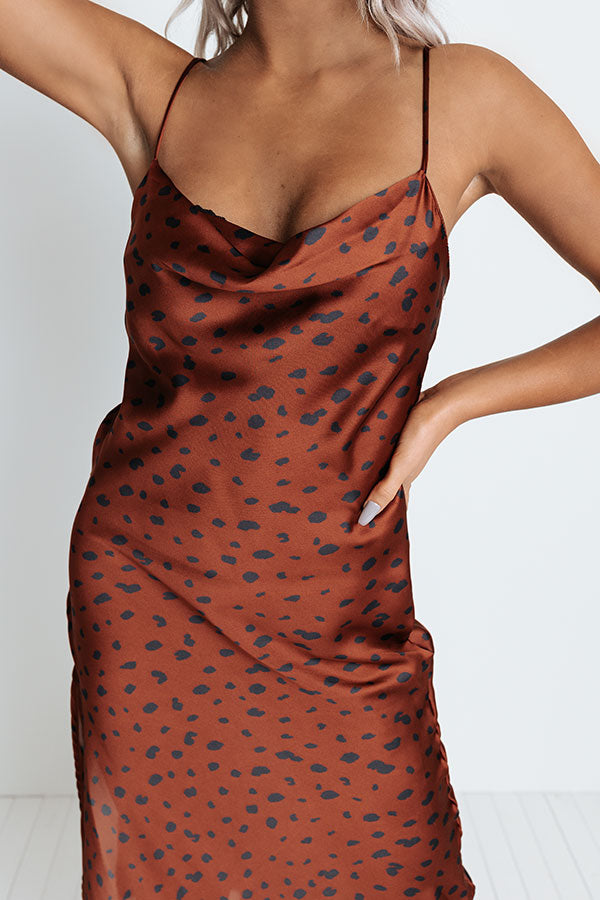Love In The Air Satin Midi In Rust Image - 2