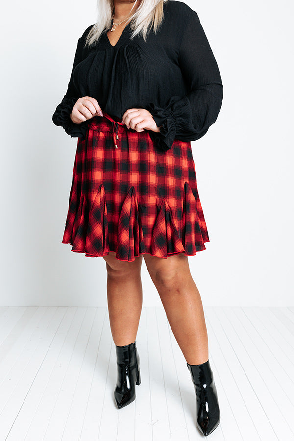 Small Town Holiday Skirt In Red Curves Image - 3