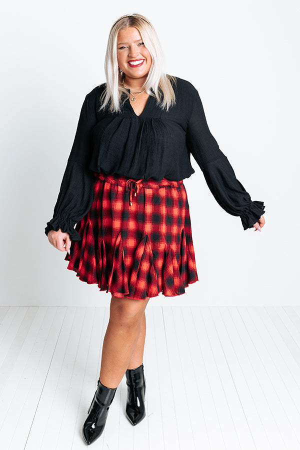 Small Town Holiday Skirt In Red Curves Image - 2