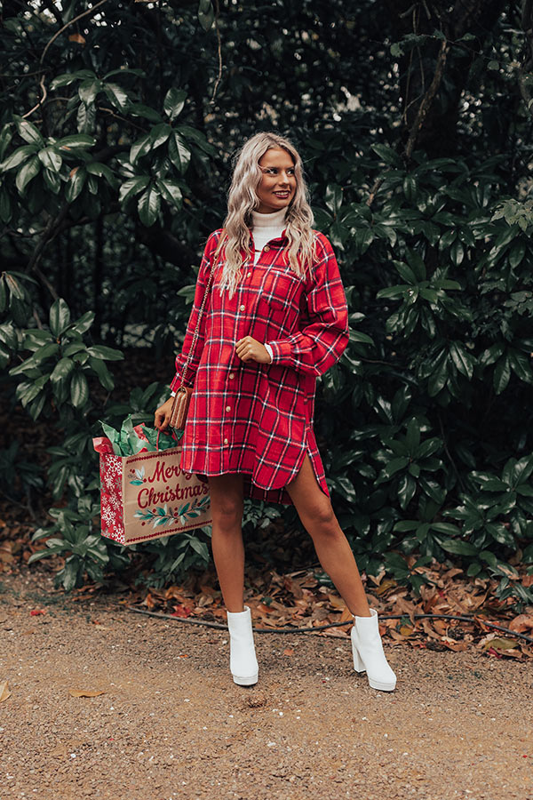 Seasons Keep Changing Flannel Dress In Red