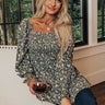 Sweet And Simple Floral Top In Light Hunter Green Image - 1