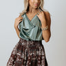 Play To Win Satin Bodysuit In Pear Image - 1