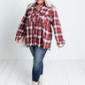 Western Skies Flannel Babydoll Top In Red Curves Image - 1
