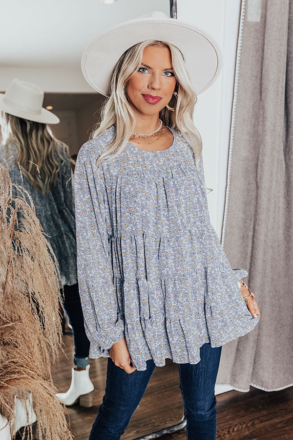 Vibrant Energy Floral Top In Airy Blue Image - 2
