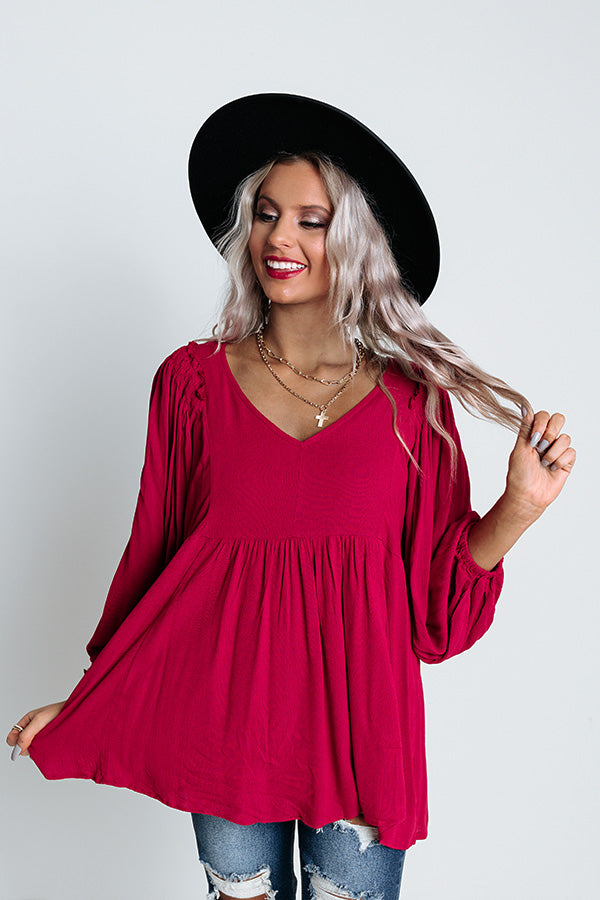 Romantic Remix Babydoll Top In Wine Image - 3