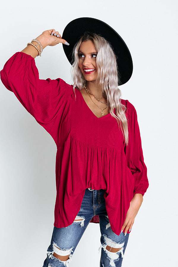 Romantic Remix Babydoll Top In Wine Image - 1