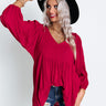 Romantic Remix Babydoll Top In Wine Image - 1