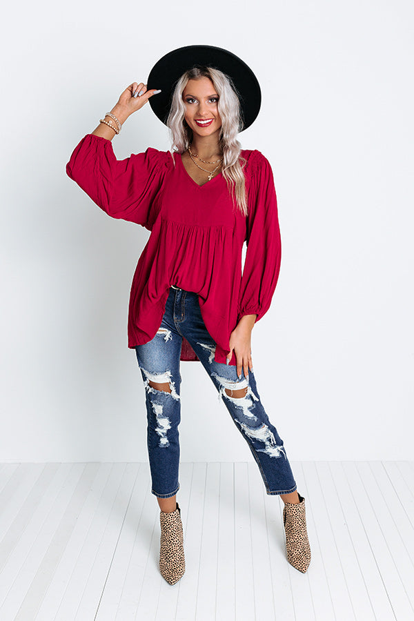Romantic Remix Babydoll Top In Wine Image - 2