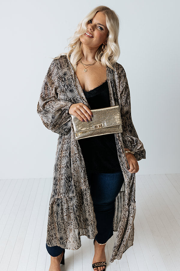 Looking At London Snake Print Duster Overly in Brown Curves Image - 1