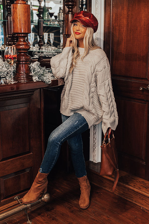 Windchill Cable Knit Sweater In Light Grey Image - 1