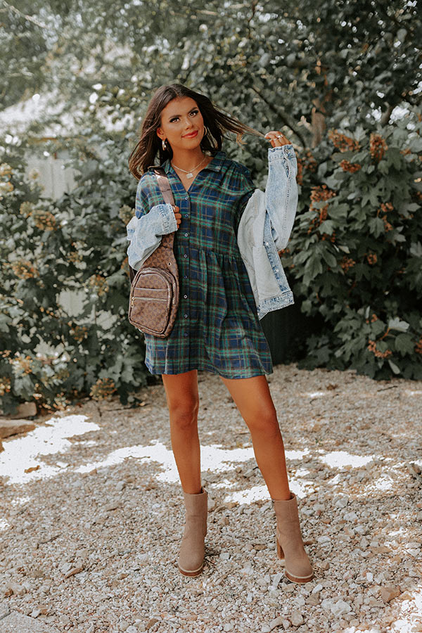 Cheery Mood Plaid Tunic Dress In Green Image - 2
