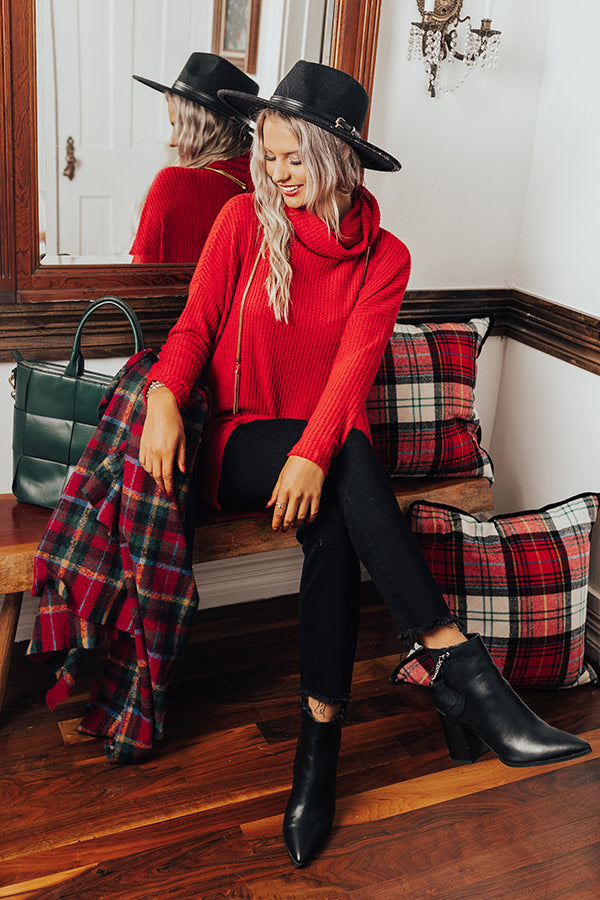 Dakota Views Waffle Knit Top In Red