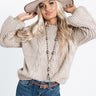 Trading Kisses Cable Knit Sweater In Birch Image - 1