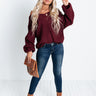 Aspen All Over Knit Sweater In Merlot Image - 1