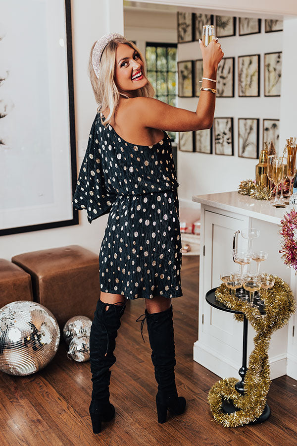 You Had Me At Cocktails Polka Dot Dress in Black Image - 5