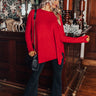 Put You First Waffle Knit Top In Red Image - 1