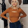 Living For Love Ribbed Bodysuit In Camel Image - 1