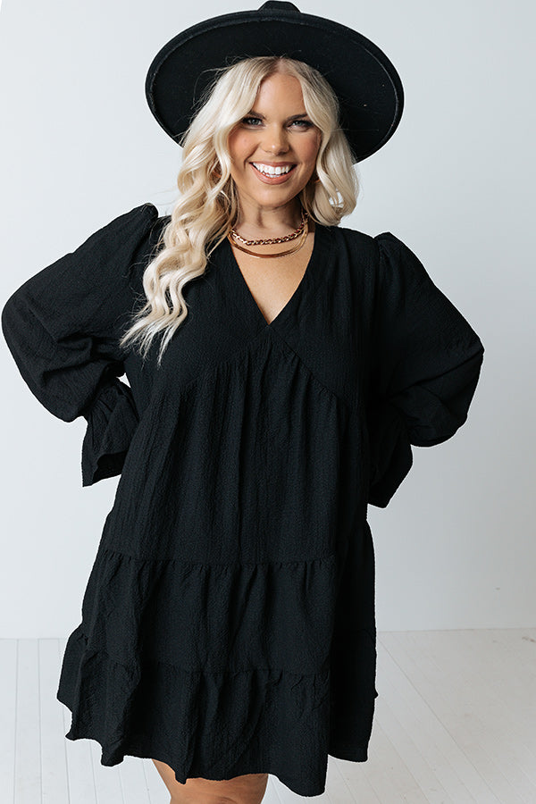 Beyond Blessed Babydoll Dress In Black Curves