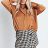 Well Played Button Up Top In Camel Image - 1